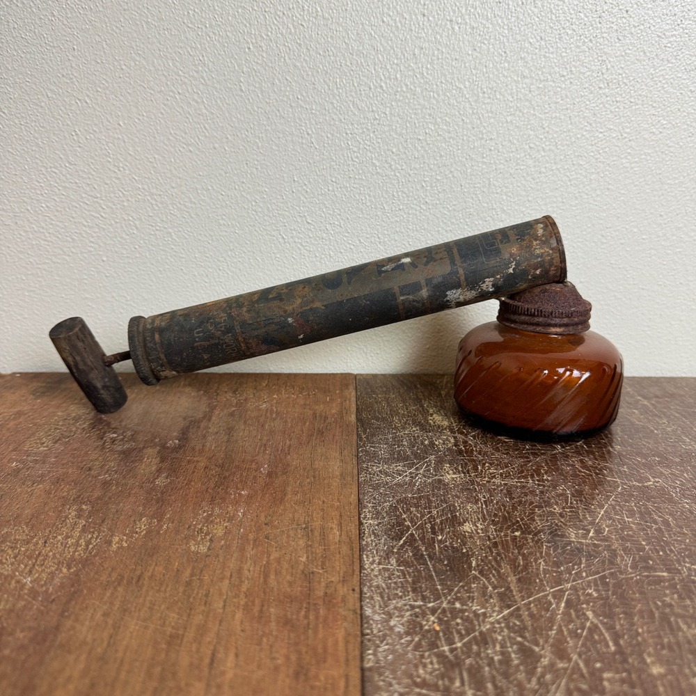 Chapman VINTAGE‎ Metal Amber Glass Bug Sprayer Man Cave Decor